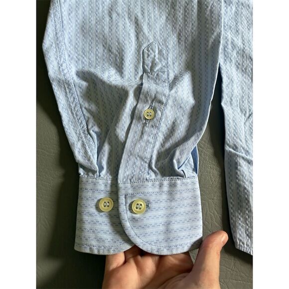 Emporio Armani Men's Blue Striped Long Sleeve‎ Button-Up Shirt M - Picture 3 of 16